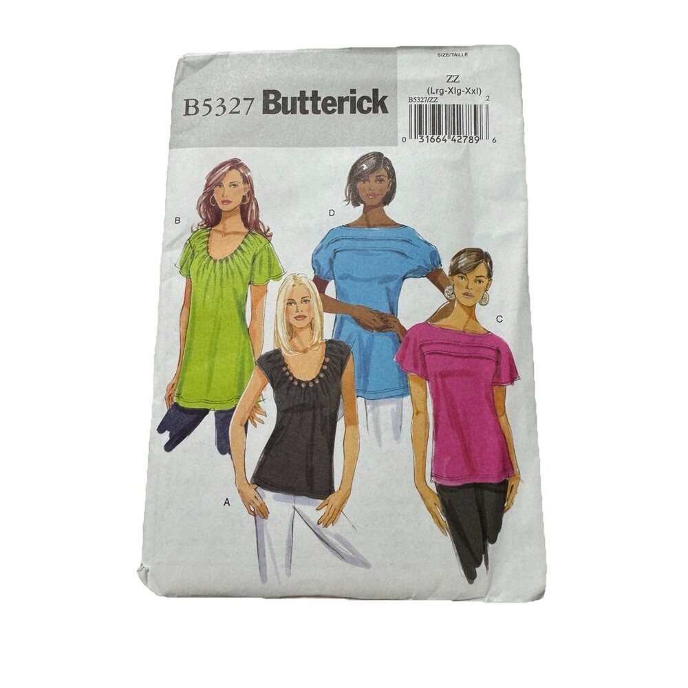 Butterick 5327 Sewing Pattern Pullover Knit Tunic Top T-Shirt Size L XL XXL